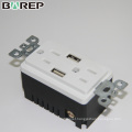 BAS15-2USB Supplier by china extension GFCI usb plug wall socket